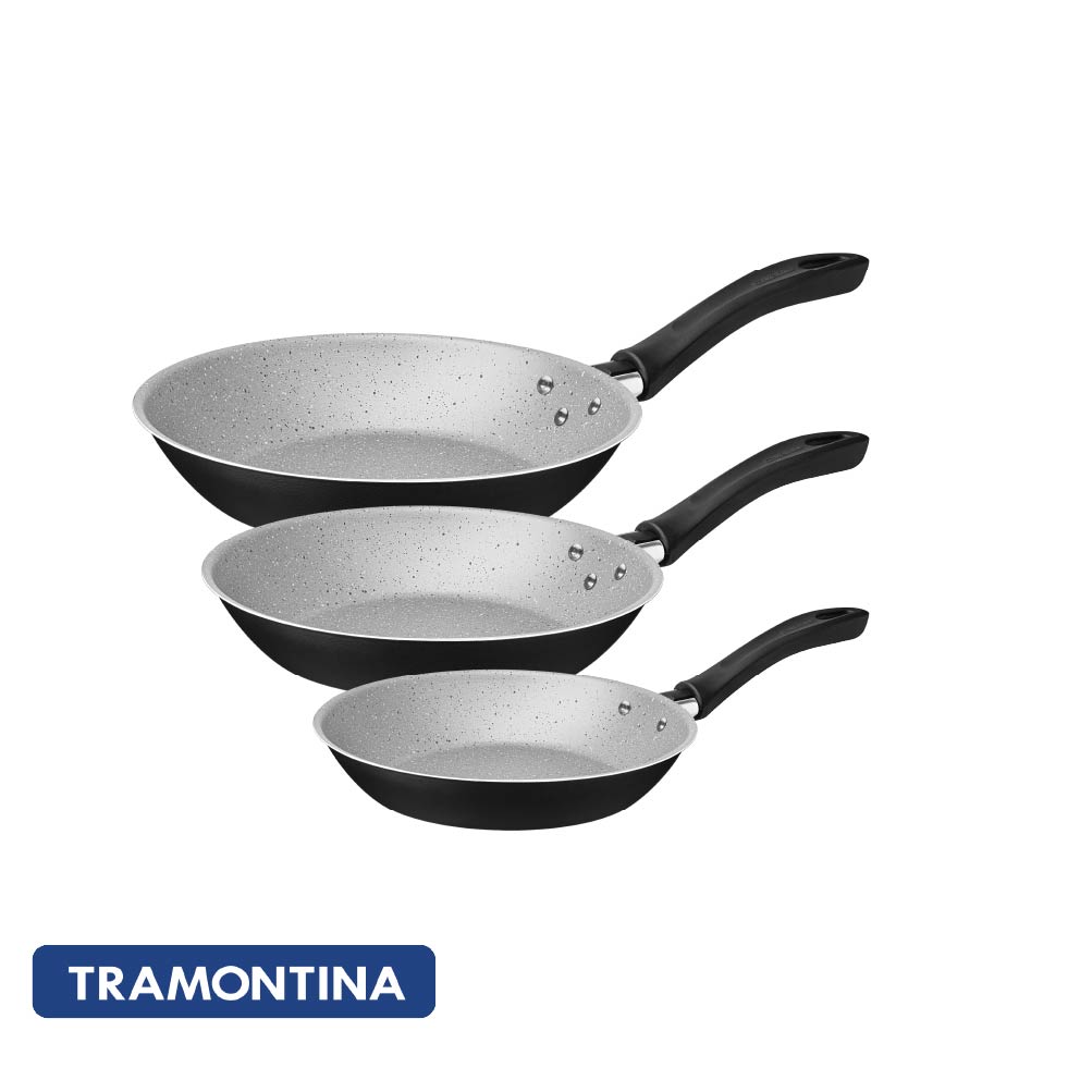 Juego de sartenes 3 piezas 16, 20 y 24cm, color negro - Tramontina