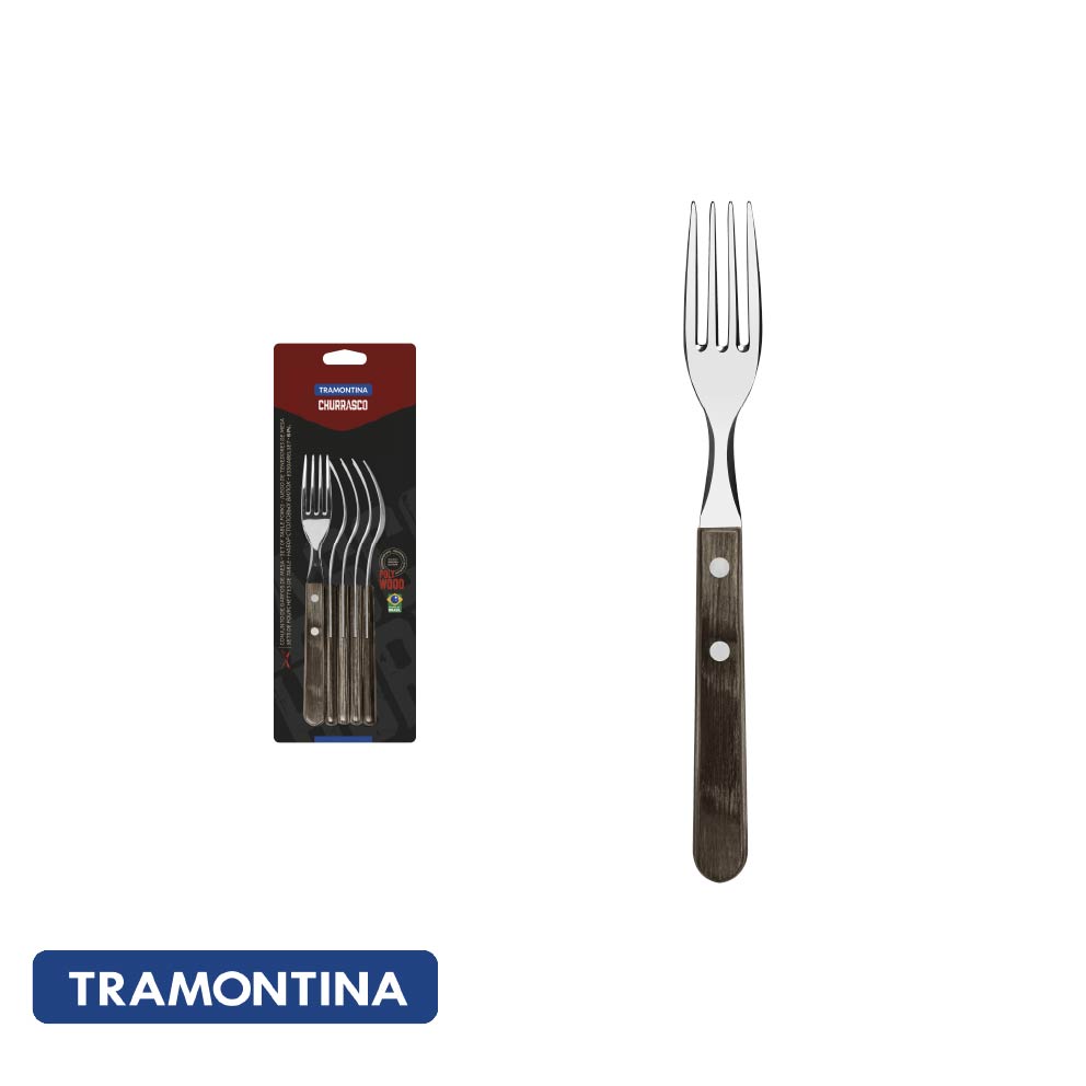 Tenedor de mesa polywood line x6, color madera - Tramontina