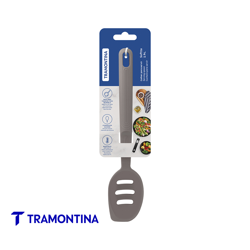 Cuchara para Servir Abierta Softta de Silicona Gris - Tramontina - Imagen 2