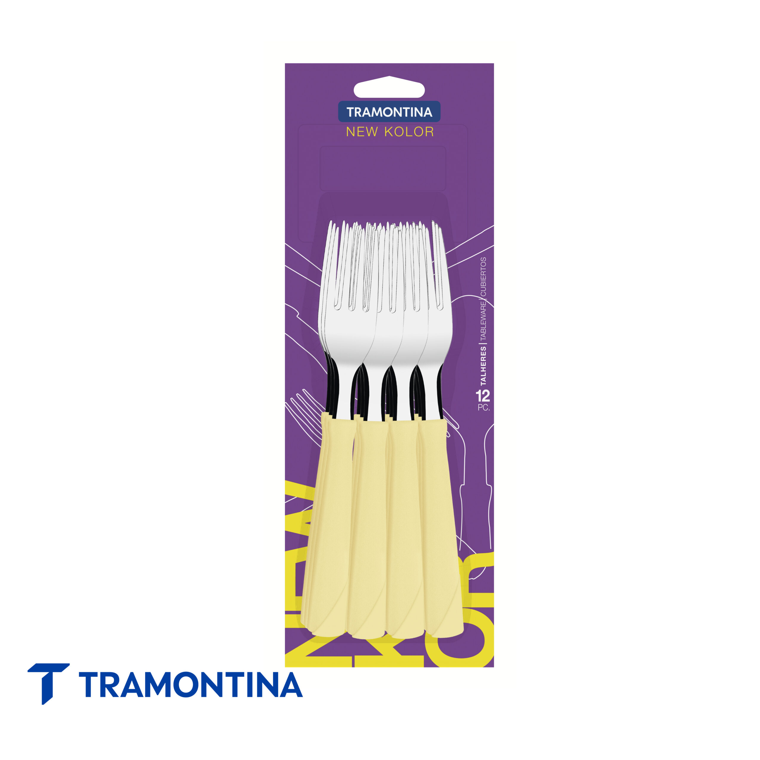 Tenedor de mesa crema (Pack x 12) New Kolor - Tramontina