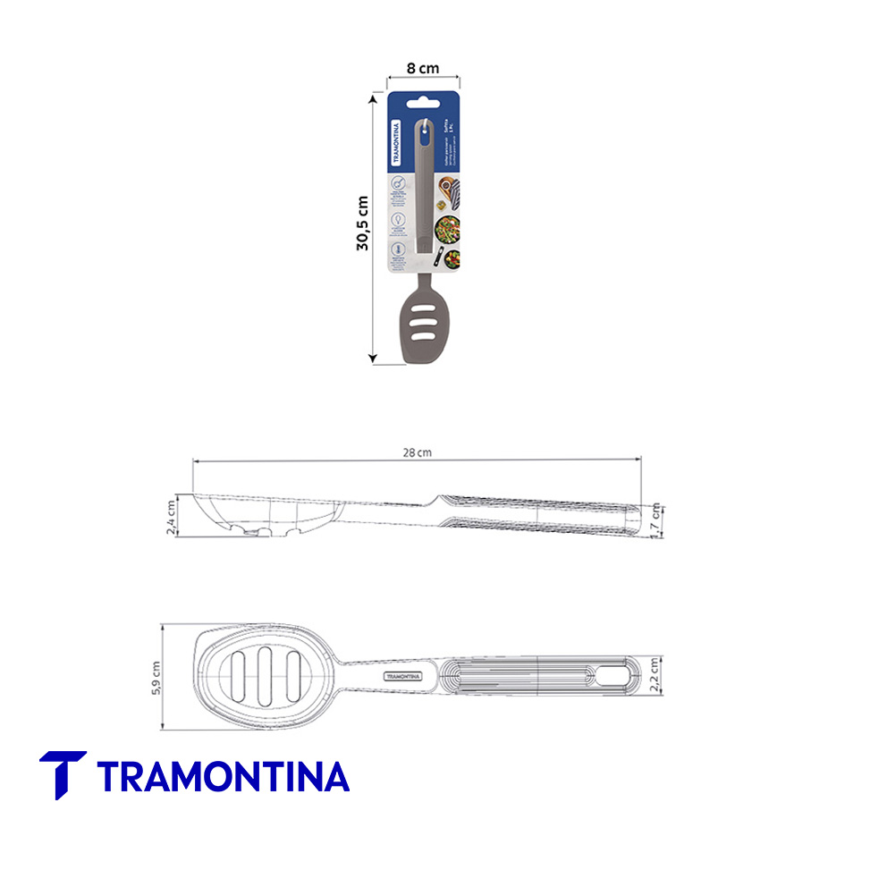 Cuchara para Servir Abierta Softta de Silicona Gris - Tramontina - Imagen 3