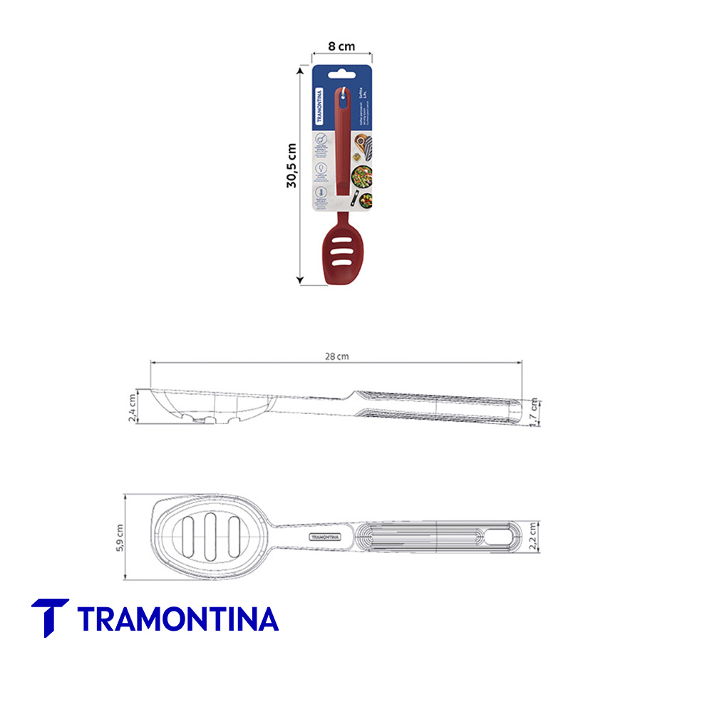 Cuchara para Servir Abierta Softta de Silicona Rojo - Tramontina - Imagen 3