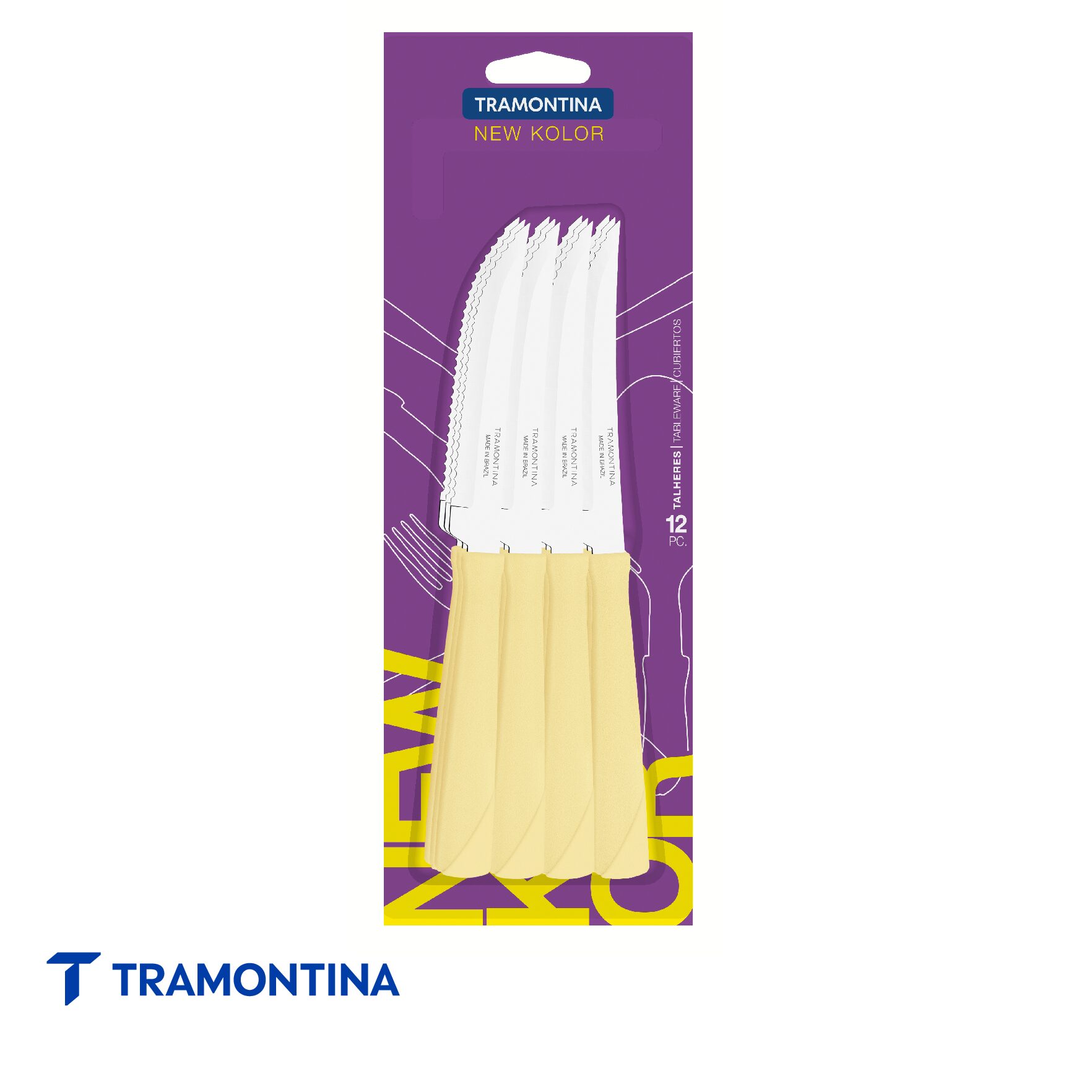 Cuchillo p/asado, crema (Pack x 12) New Kolor - Tramontina