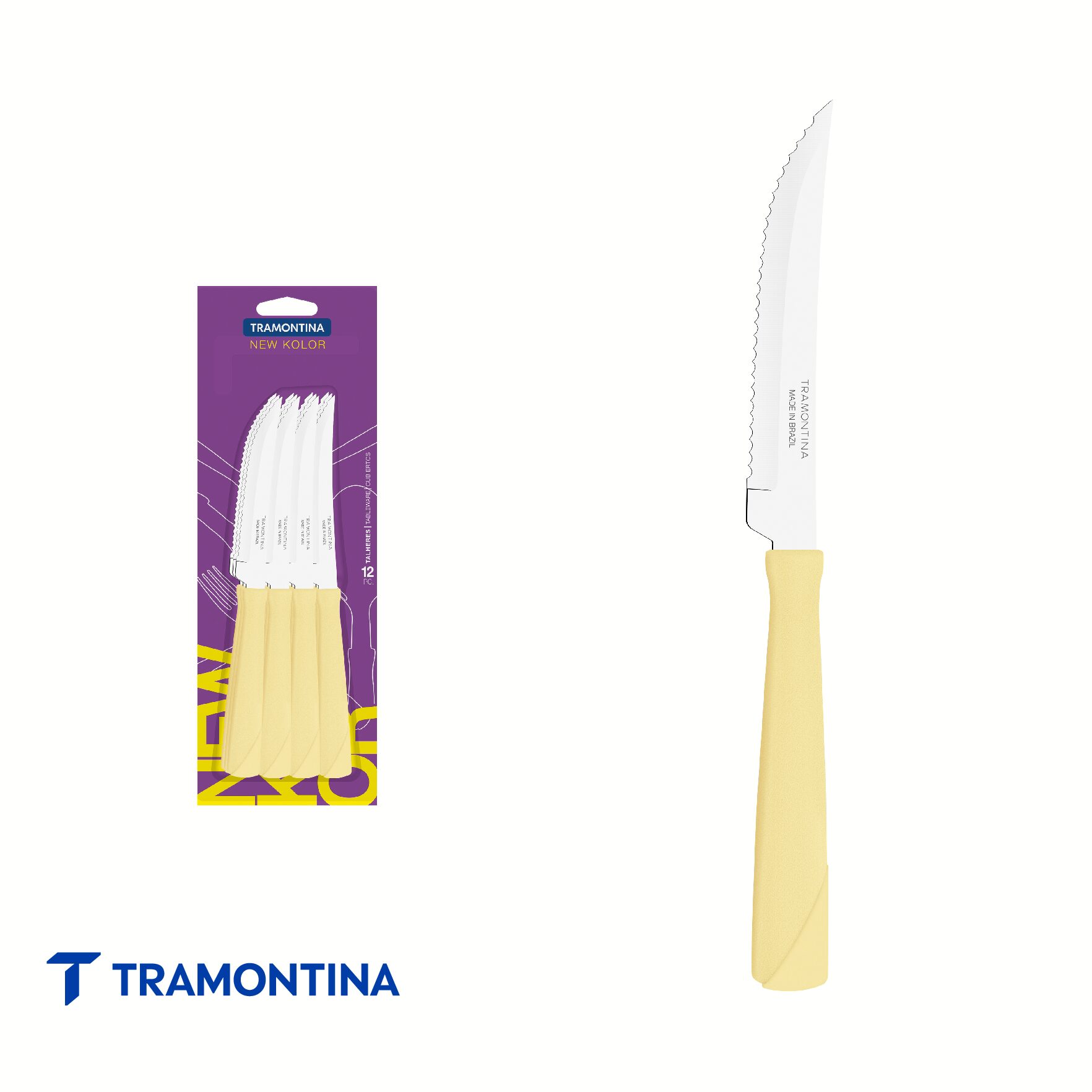 Cuchillo p/asado, crema (Pack x 12) New Kolor - Tramontina - Imagen 2