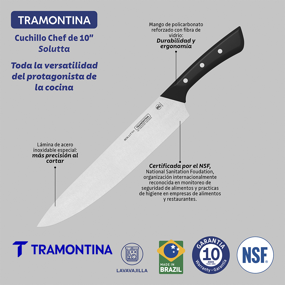 Cuchillo cocinero 10'' Solutta - Tramontina - Imagen 3
